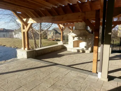Patio and fireplace